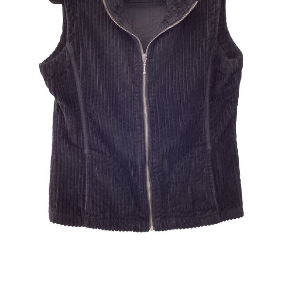 Woolrich Womens Vest Size‎ Medium Black Corduroy Zip-Up Vest Pockets Full Zip - Picture 3 of 8